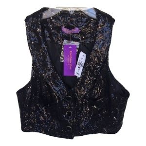 NWT Womens Size Small Kal Kaur Rai London Sequin Decorated Lapel Lined Vest